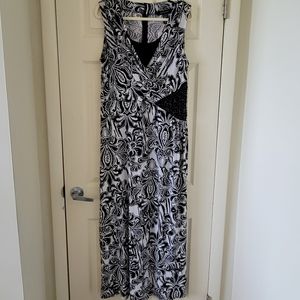 Ashley Stewart Size 14/16 Black & White Dress with Beautiful Beadwork at Waist